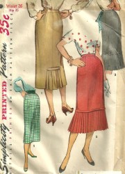 1489 1956 SLIM PLEATED INSET SKIRT PATTERN 30'' WAIST